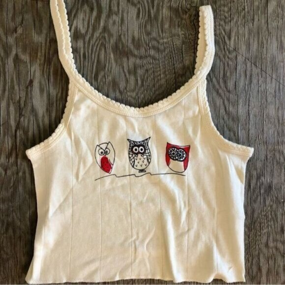 NEW Urban Outfitters BDG Owls Cream Color Crop Tank Top Sz‎ XS - Picture 2 of 5